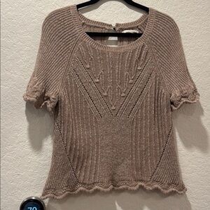 Anthropologie Med Short Sleeve Soft Sweater Top